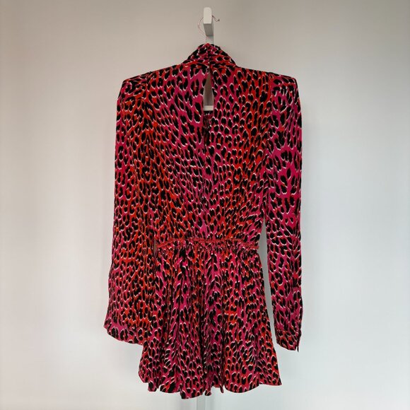 Zadig & Voltaire Ryde Pink & Orange Leopard Silk Dress Medium Size - Picture 3 of 10